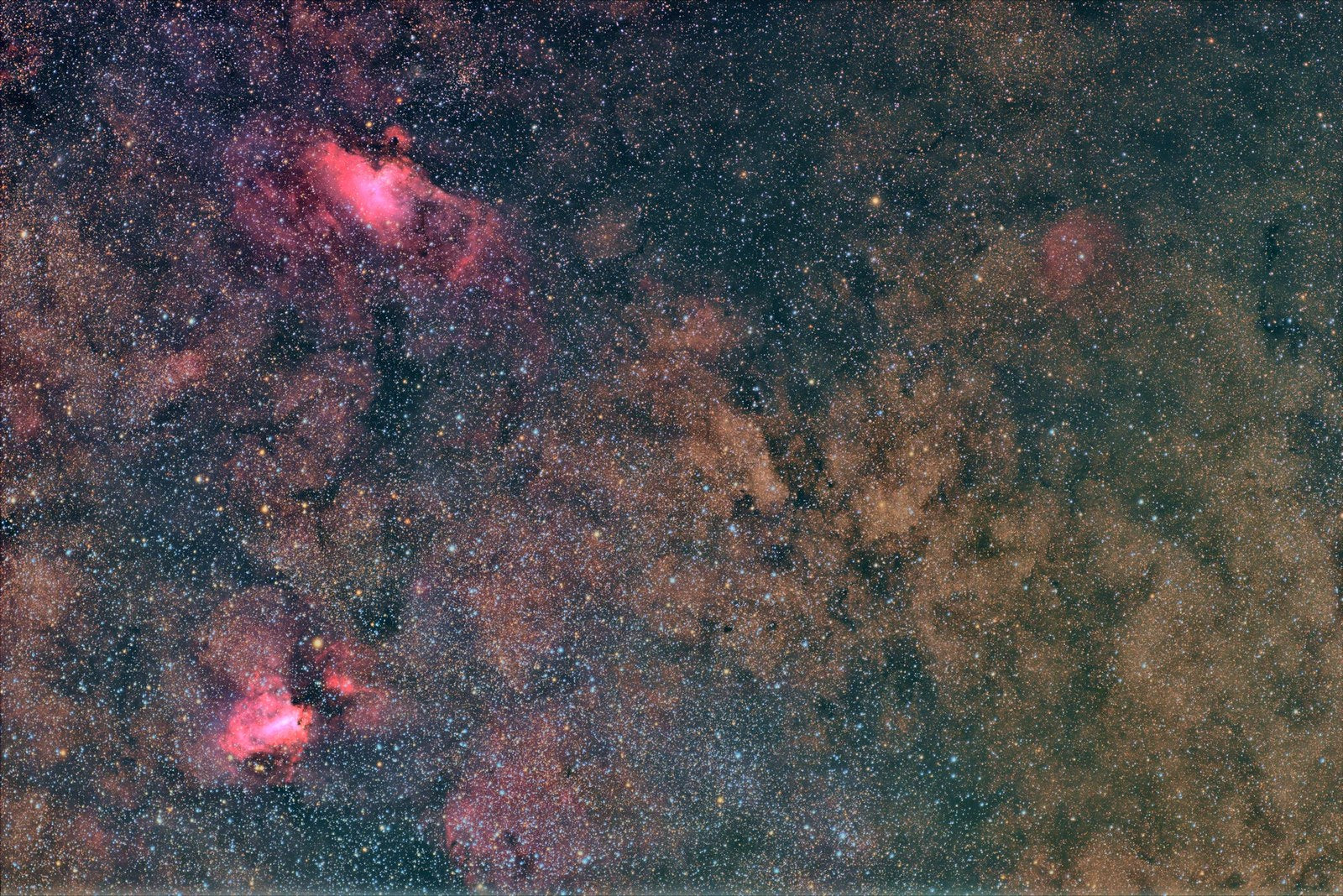 わし星雲（創造の柱）とオメガ星雲